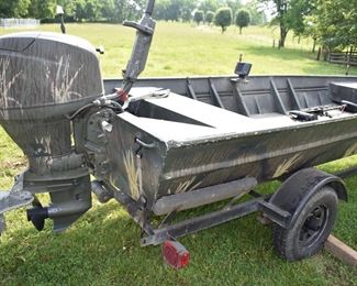 Complete Package! 16' Fishing Boat with Modified Vee Hull, Poly Deck, Yamaha 4.4 stroke, 40hp motor (2002), Trolling Motor, Depth/Fish Finder also Back Tracker Trailer and bonus Hunting/Fishing Blind Adjustable Frame complete with Camouflage Blind. An Awesome Fishing/Hunting Package it is! Buy it now for $7,000 or Make Offer/Bid. Offers/Bids will be taken until 11am on Saturday. At that time only those who have been making Offers/Bidding will be allowed to continue until we have a new owner of this Complete Fishing/Hunting Boat package. Call if you have any questions.!!