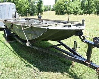 Complete Package! 16' Fishing Boat with Modified Vee Hull, Poly Deck, Yamaha 4.4 stroke, 40hp motor (2002), Trolling Motor, Depth/Fish Finder also Back Tracker Trailer and bonus Hunting/Fishing Blind Adjustable Frame complete with Camouflage Blind. An Awesome Fishing/Hunting Package it is! Buy it now for $7,000 or Make Offer/Bid. Offers/Bids will be taken until 11am on Saturday. At that time only those who have been making Offers/Bidding will be allowed to continue until we have a new owner of this Complete Fishing/Hunting Boat package. Call if you have any questions.!