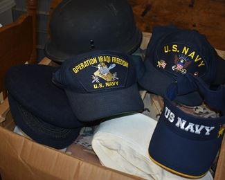 US Militaria all in Excellent Condition! Including U.S. Navy and Desert Storm Uniforms, Shoes, Hats, Scarves, Belts, Ties, Caps, Even one very large box just full of Desert Storm Camouflage Pants, Shirts, Jackets, Hats, Belts,etc. All folded and pressed in Like New Condition! Like to wear or collect Militaria? You need to be here!