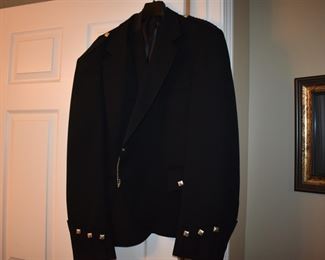  This is truly a find and includes Authentic Scottish Wear from Tartan Kilts to Beautifully decorated “Sporrans” to Leggings to Shirts to Jackets to the overlapping layers called Aprons again these are all New or in Like New Condition in Fabulous Colors featuring  including yards of Authentic Materials and featuring the Clan McDonald