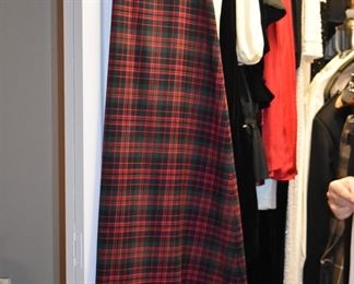  This is truly a find and includes Authentic Scottish Wear from Tartan Kilts to Beautifully decorated “Sporrans” to Leggings to Shirts to Jackets to the overlapping layers called Aprons again these are all New or in Like New Condition in Fabulous Colors featuring  including yards of Authentic Materials and featuring the Clan McDonald