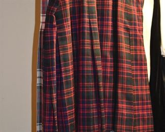  This is truly a find and includes Authentic Scottish Wear from Tartan Kilts to Beautifully decorated “Sporrans” to Leggings to Shirts to Jackets to the overlapping layers called Aprons again these are all New or in Like New Condition in Fabulous Colors featuring  including yards of Authentic Materials and featuring the Clan McDonald