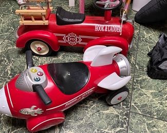 Radio flyer ride on toy and firetruck 
