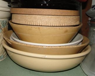 old yellow ware mixing bowls