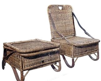 Vintage folding whicker beach chairs
