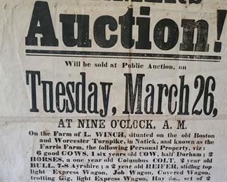 Antique 1867 Farmers Auction Poster