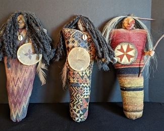 Three Artisan Crafted Dolls, all measure 15” high and 7” wide.