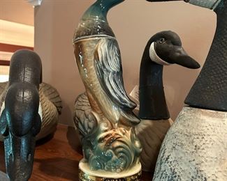 Large collection of waterfowl decanters