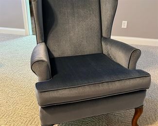 Blue gray wingback chair