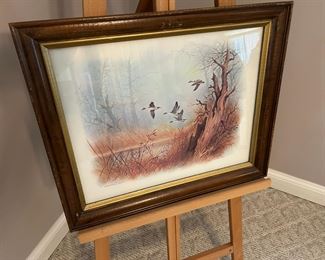 Framed print "Getting Away - Pintails" by John E. Bradley N.J.W.S.