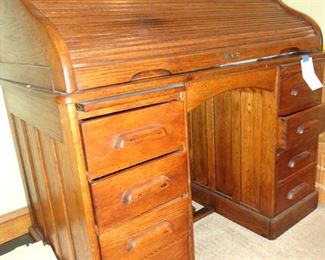 Vintage Oak Roll Top Desk/Chair