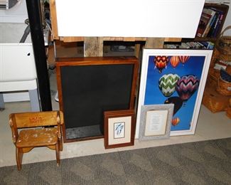 Prints, frames and chair