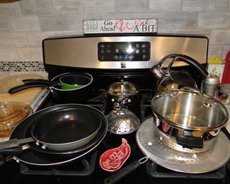 Pots, pans, spoon rest, and tea kettle