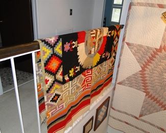 Large wall quilt and Native American Blanket