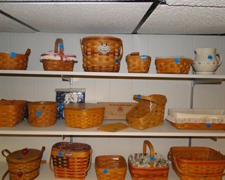 Longaberger baskets, our shelves are full of them