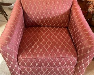 Salmon Diamond Occasional Chairs  $ 250.00 pair                        31" W 34" D 33" T