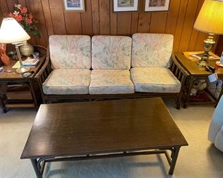 Bamboo Set: (2) Chairs, ottoman & Sofa.  $450.00 set            Sofa: 69.5" W 33.5" D 30" T                                                                                    Bamboo Coffee table and End Tables  $ 350.00 set