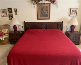 Ricardo Lynn & Co Teak King Bed w mattress & box spring.  $500.00