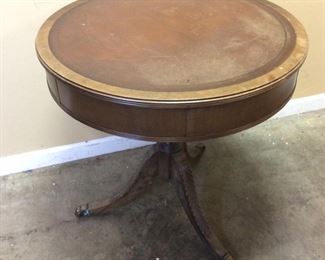 VTG. CLAW FOOT DRUM TABLE