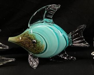(3) ART GLASS FISH FIGURINES