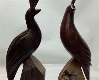 PAIR OF IRONWOOD CARVED BIRDS