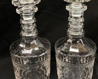 (2) IMPERIAL GLASS CUT DECANTERS, 10 H