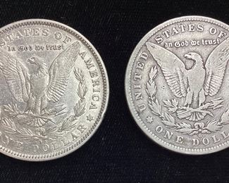 (2) 1881-O MORGAN SILVER DOLLARS