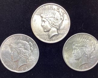 (3) 1923 SILVER PEACE DOLLARS