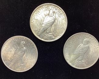 (3) 1923 SILVER PEACE DOLLARS