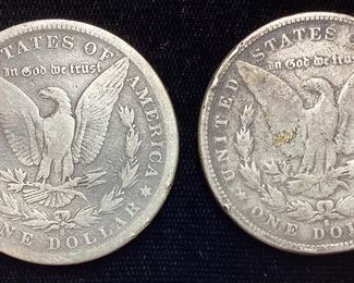 (2) 1882-S MORGAN SILVER DOLLARS