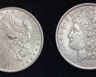 (2) 1896-P MORGAN SILVER DOLLARS