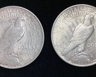 2) 1922 SILVER PEACE DOLLARS