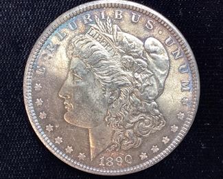1890-P MORGAN SILVER DOLLAR, TONING