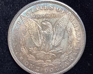 1890-P MORGAN SILVER DOLLAR, TONING