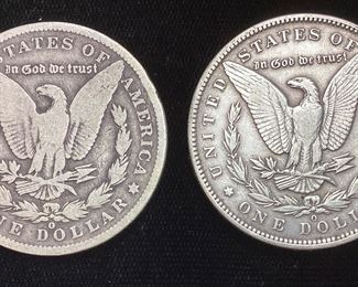 (2) 1889-O MORGAN SILVER DOLLARS