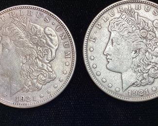 (2) 1921 MORGAN SILVER DOLLARS