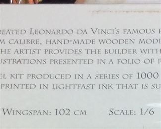 INCUNABULA MODEL, iL volo instrumente LEONARDO DA VINCI FLYING INVENTION MODEL 1/6 SCALE MODEL, NEW