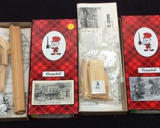 (3) VTG. CAMPBELL SCALE MODELS, #374 GRIST MILL, #401 QUINCY ENGINE HOUSE & #378 SCARLETT SLIPPER SALOON,