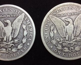 (2) 1899-O MORGAN SILVER DOLLARS,