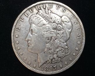 1897-O MORGAN SILVER DOLLAR,
