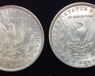 (2) 1896-P MORGAN SILVER DOLLARS,