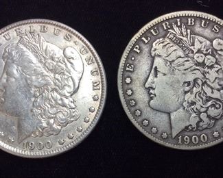 (2) 1900-P & 1900-O MORGAN SILVER DOLLARS