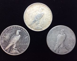 (3) 1923 SILVER PEACE DOLLARS,