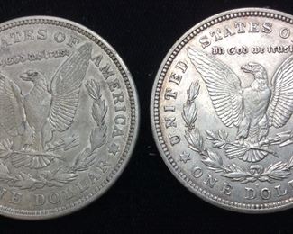 (2) 1921-D MORGAN SILVER DOLLARS