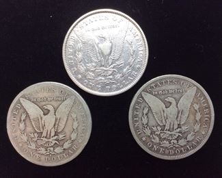 (3) 1881-P, 1881-O & 1881-S MORGAN SILVER DOLLARS
