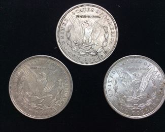 (3) 1921-P MORGAN SILVER DOLLARS