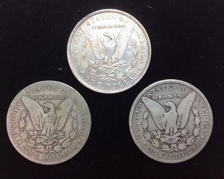 (3) 1890-O & 2 1890-P MORGAN SILVER DOLLARS