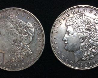 (2) 1921-P MORGAN SILVER DOLLARS