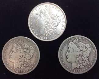(3) 1896-P, 1896-O & 1896-S MORGAN SILVER DOLLARS