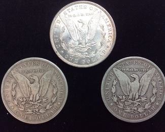 (3) 1896-P, 1896-O & 1896-S MORGAN SILVER DOLLARS